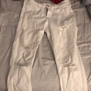 high rose white ripped jeans